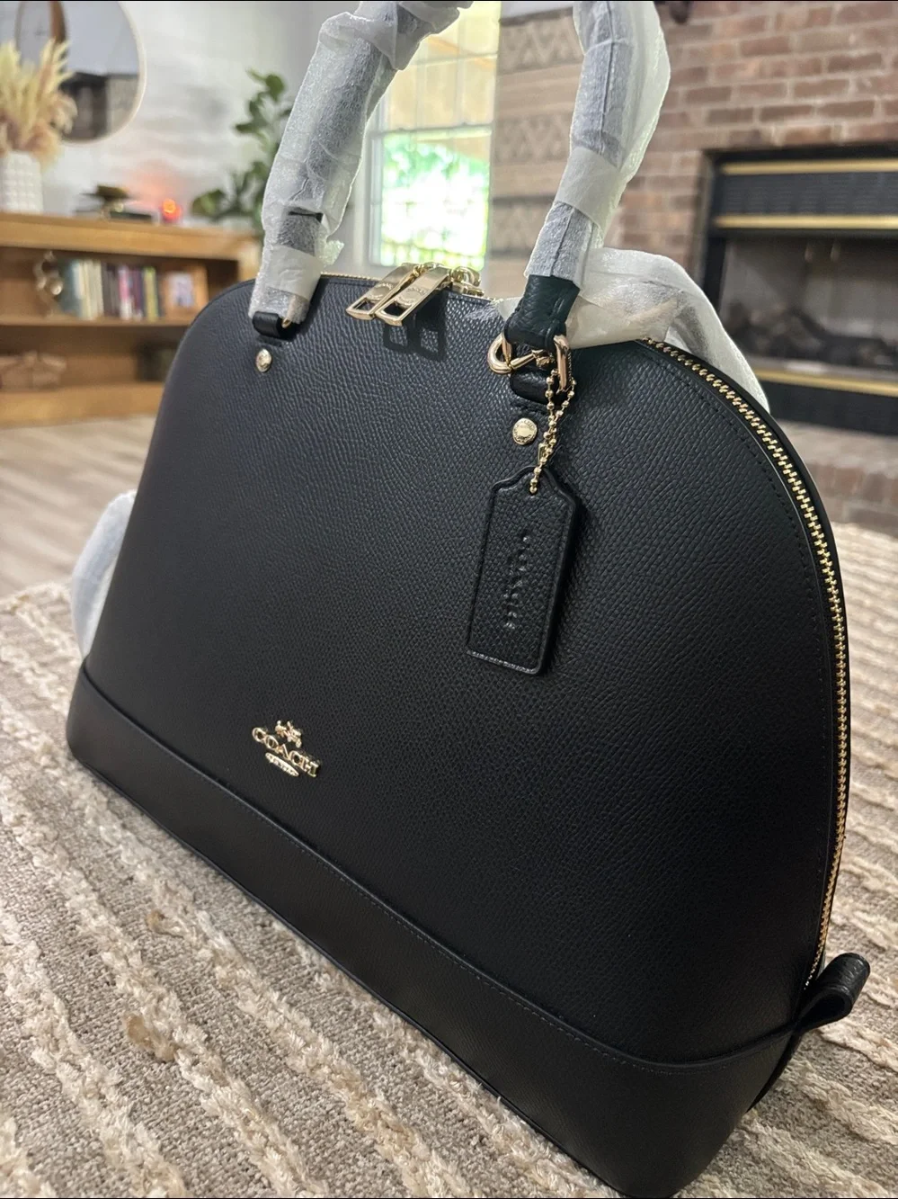 Coach Black‎ Leather Sierra Black Satchel with Gold Hardware